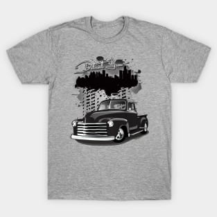 1948 Black Chevy Pickup Truck Detroit Iron T-Shirt